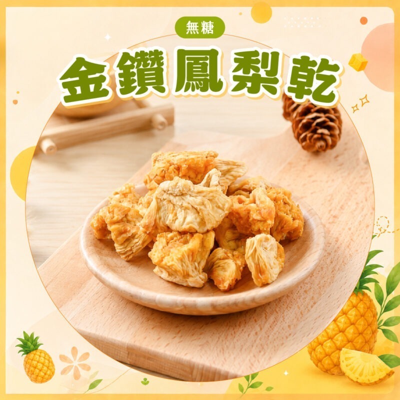 【無糖金鑽鳳梨乾】100g